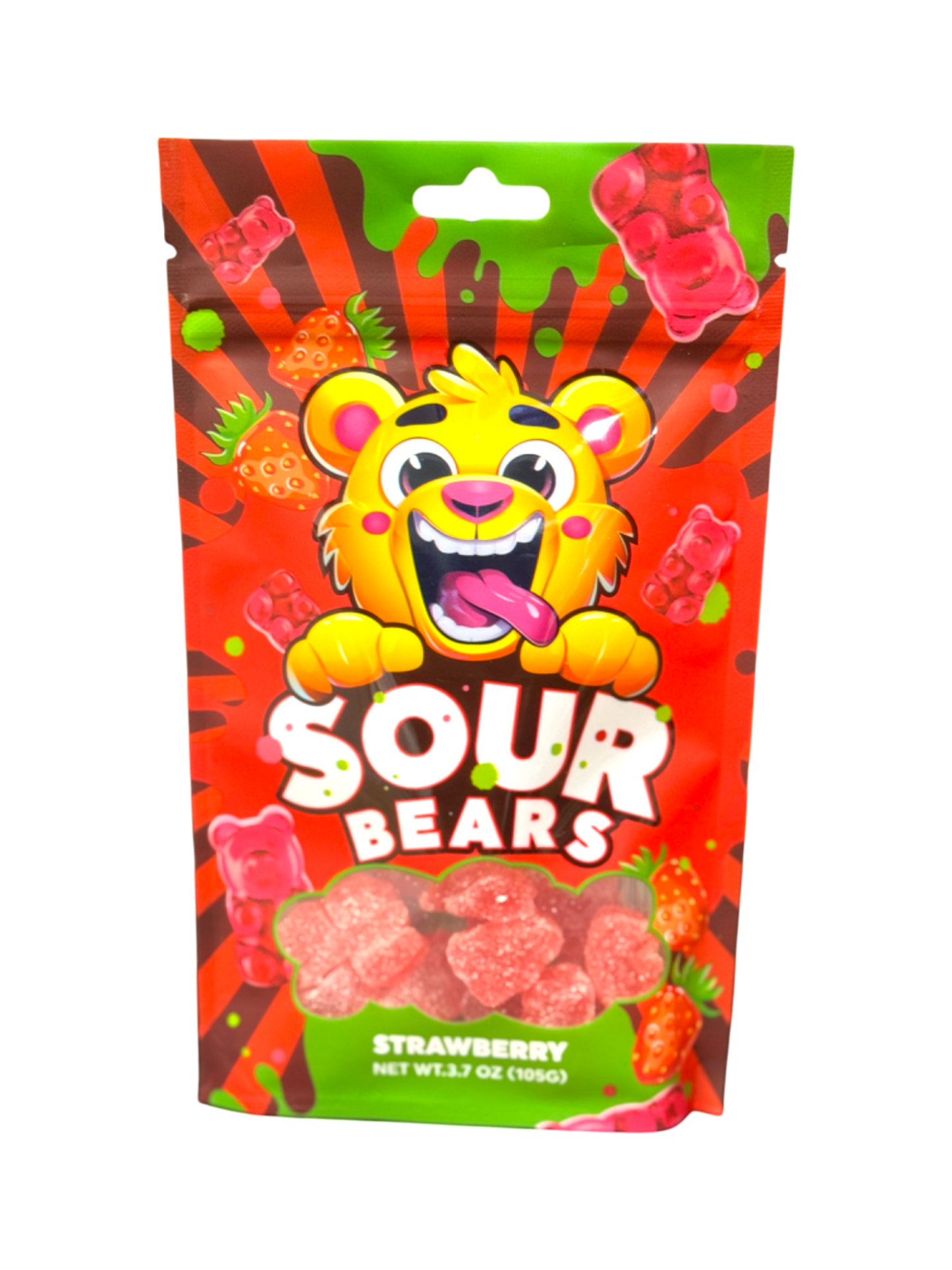 Sour Bears - 3 bags of Strawberry Flavor (3.7oz)