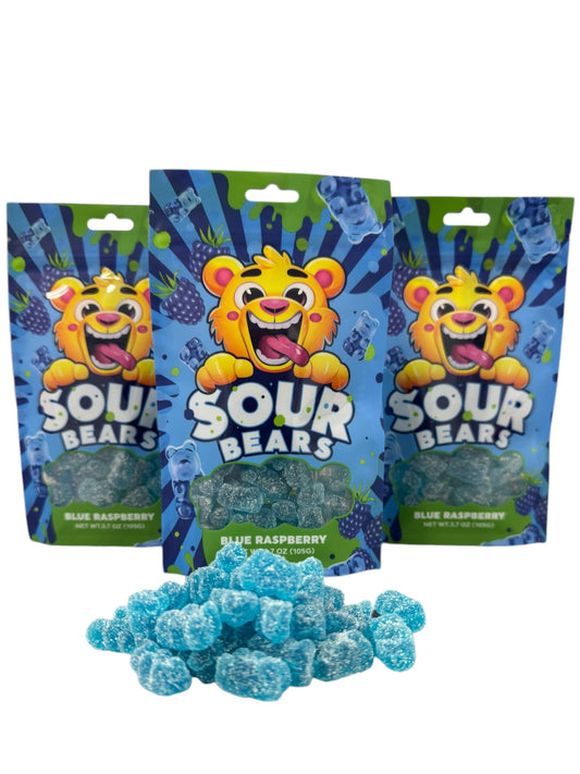 Sour Bears - 3 bags of Blue Raspberry Flavor (3.7oz)