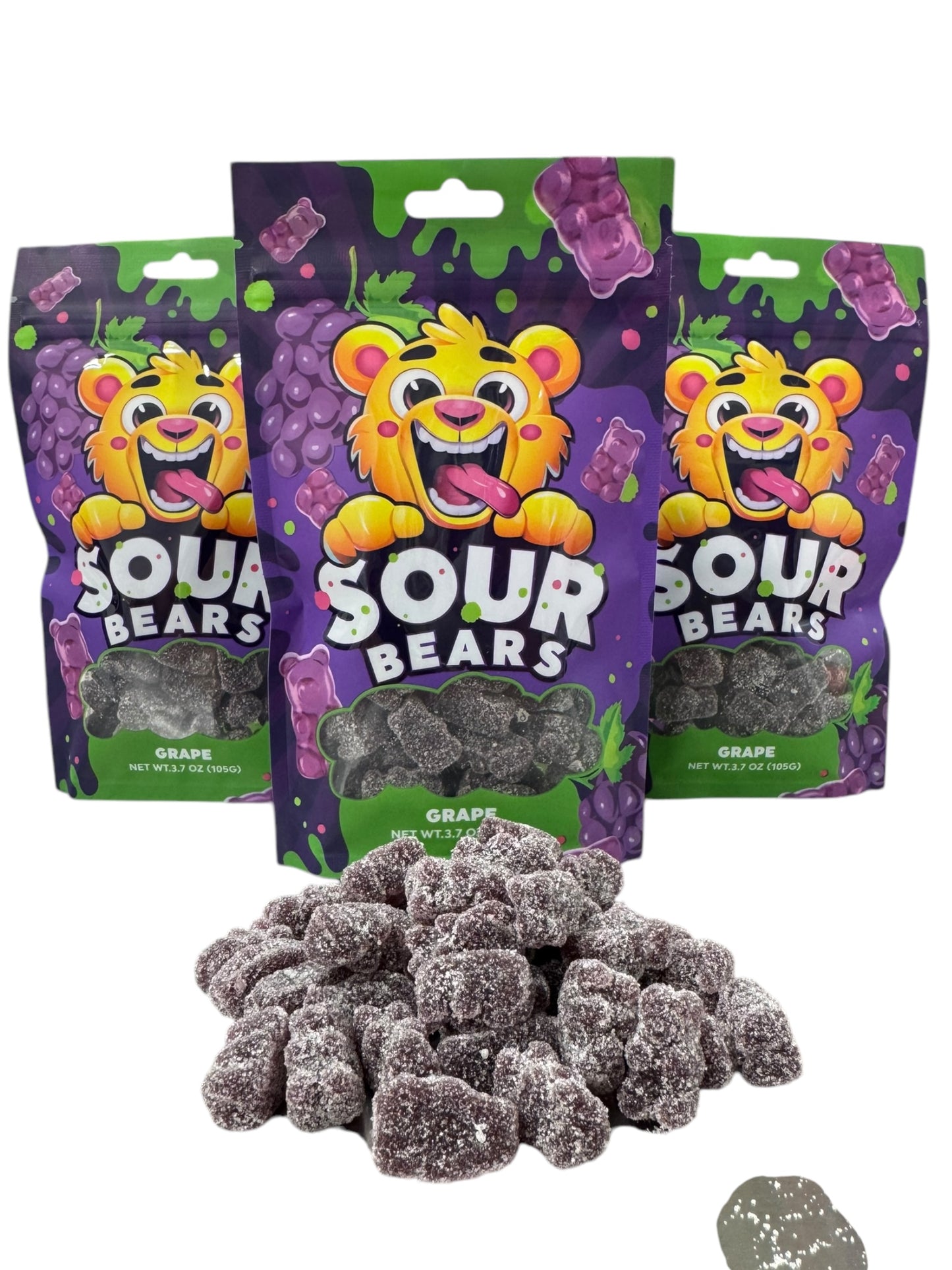 Sour Bears - 3 bags of Juicy Grape Flavor (3.7oz)